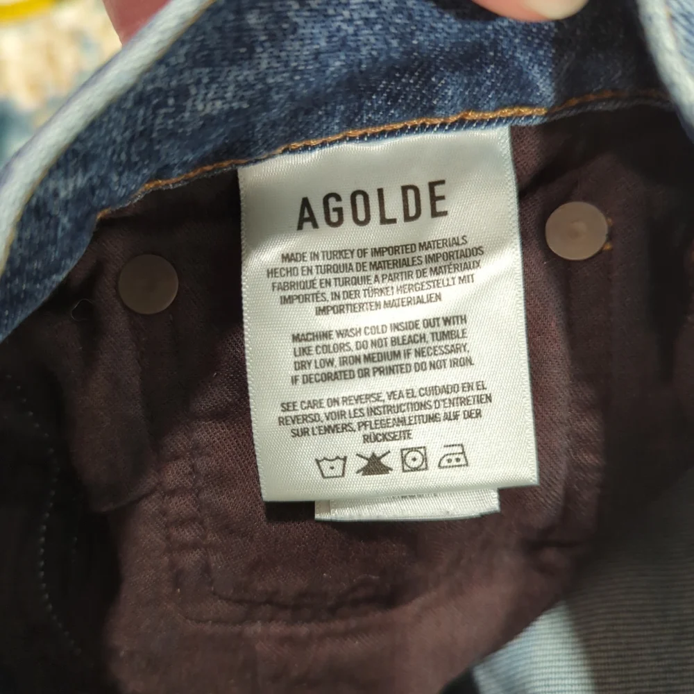 AGOLDE Willow Mid Rise Slim Straight Blue Jeans - Women's 28 Classic Basic Denim - Picture 10 of 14